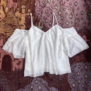 Guess White Boho Cold Shoulder Diamond Pattern Camisole / Tank Top Medium